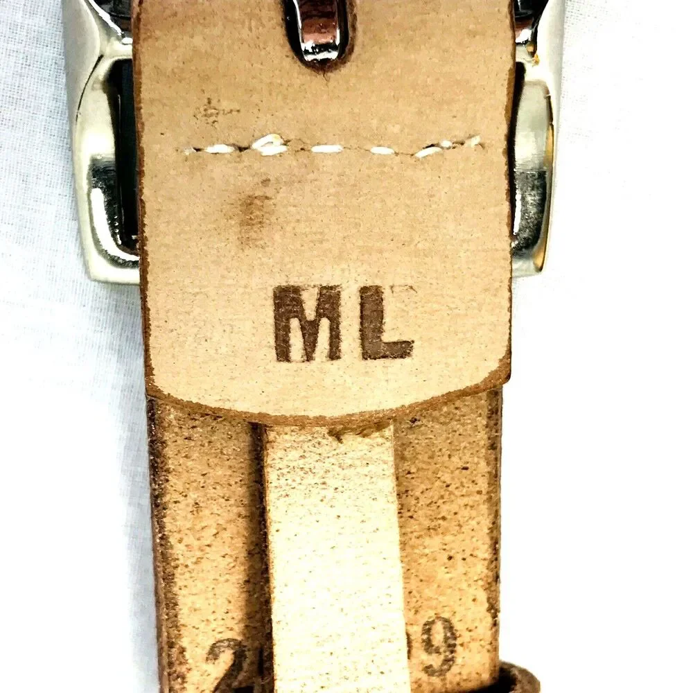 Leather Cut-Out Skinny Belt NEW M L Men Women Tan Beige 43 Waist 26 - 41